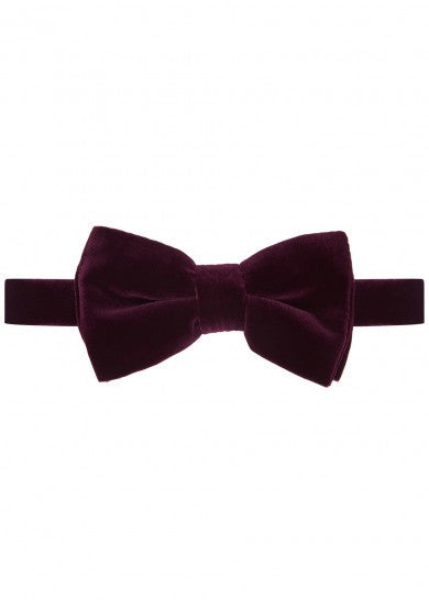 Burgundy Velvet Bow Tie