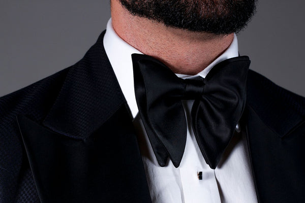 Black Satin Butterfly Bow Tie