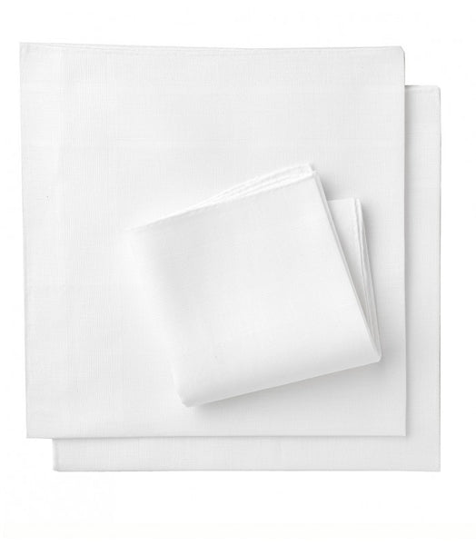 Box of 3 White Cotton Pocket Squares