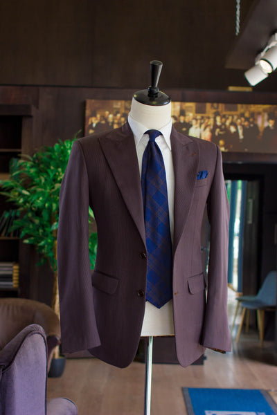 Blue and Brown Check 7-Fold Tie