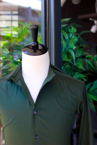 Green Detachable Collar Shirt
